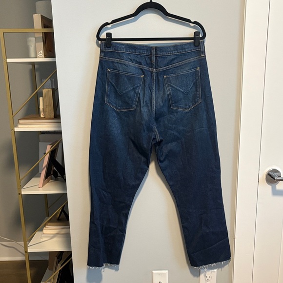 Hudson Holly Straight Jeans in Deep Indigo with Contrast Stitching and Raw Hem - Picture 3 of 8